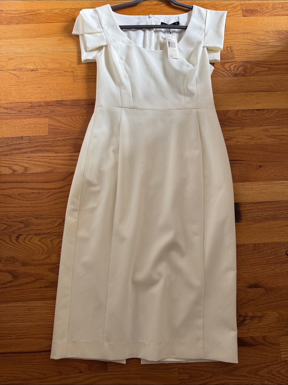 Black Halo Cream Amelie Midi Dress with Ruffle Cap Sleeves